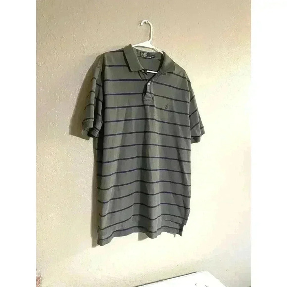 VINTAGE Polo Ralph Lauren Shirt Men Extra Large Gray Stripe - Picture 2 of 7